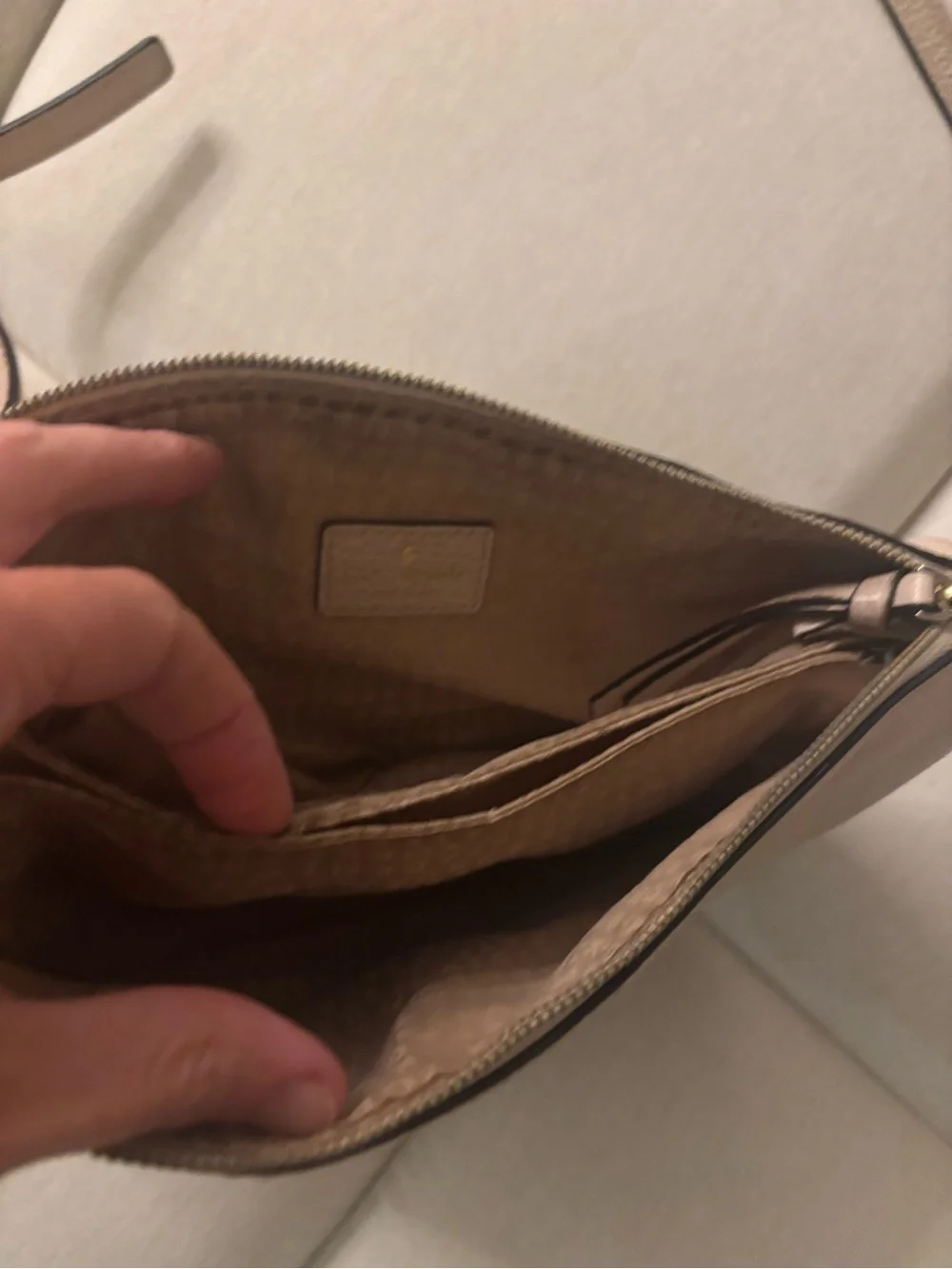 kate spade Pebbled Leather Crossbody in Taupe